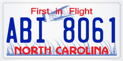 NC license plate ABI8061
