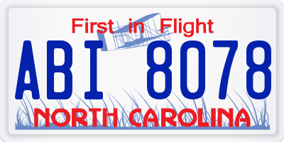 NC license plate ABI8078