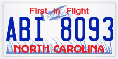 NC license plate ABI8093