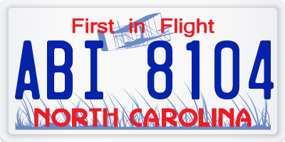 NC license plate ABI8104
