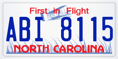NC license plate ABI8115