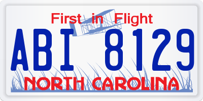 NC license plate ABI8129