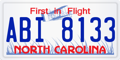 NC license plate ABI8133