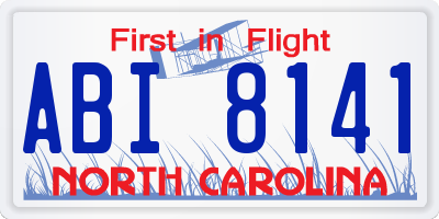 NC license plate ABI8141