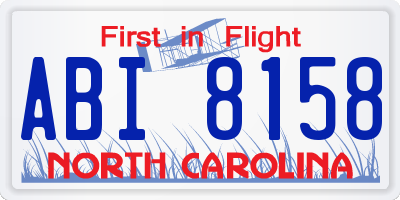 NC license plate ABI8158