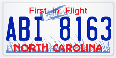 NC license plate ABI8163