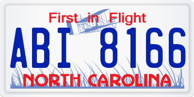 NC license plate ABI8166