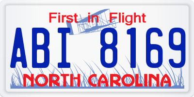 NC license plate ABI8169