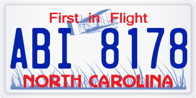 NC license plate ABI8178