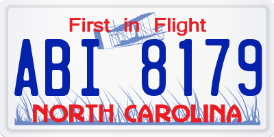 NC license plate ABI8179