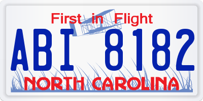 NC license plate ABI8182