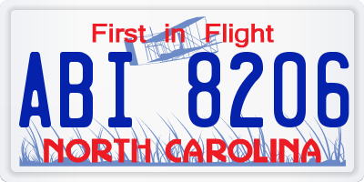 NC license plate ABI8206