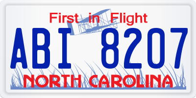 NC license plate ABI8207