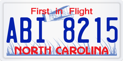 NC license plate ABI8215