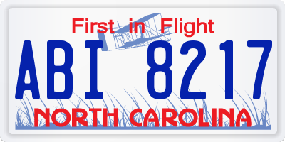 NC license plate ABI8217