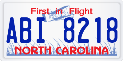 NC license plate ABI8218