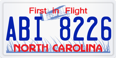 NC license plate ABI8226