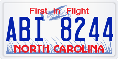 NC license plate ABI8244