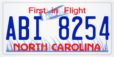 NC license plate ABI8254