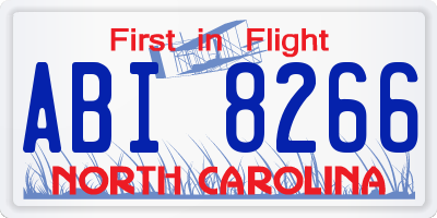 NC license plate ABI8266