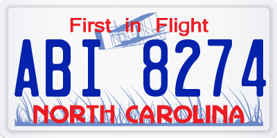 NC license plate ABI8274