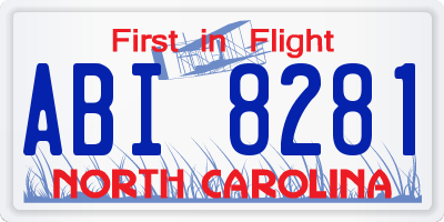 NC license plate ABI8281