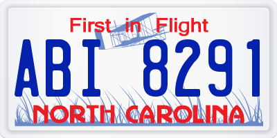 NC license plate ABI8291