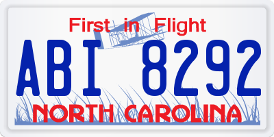 NC license plate ABI8292