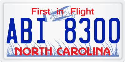 NC license plate ABI8300