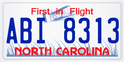NC license plate ABI8313