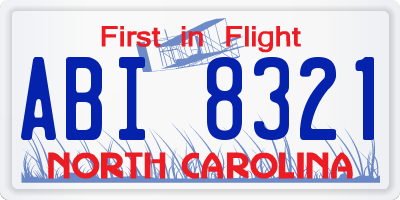 NC license plate ABI8321