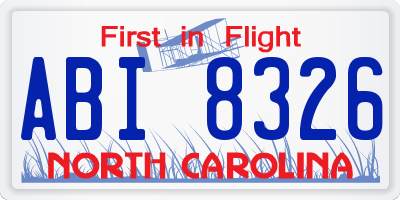 NC license plate ABI8326