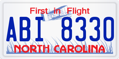 NC license plate ABI8330