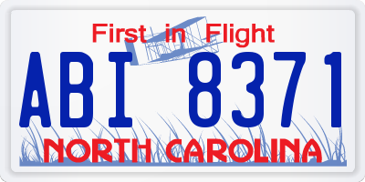 NC license plate ABI8371