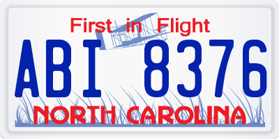 NC license plate ABI8376