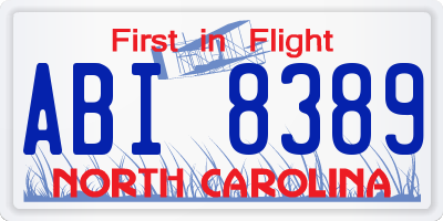 NC license plate ABI8389