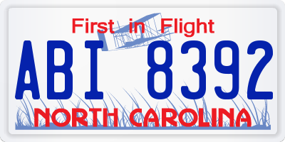 NC license plate ABI8392