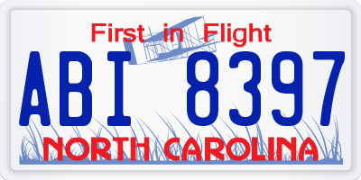 NC license plate ABI8397