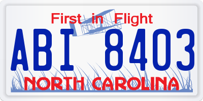 NC license plate ABI8403