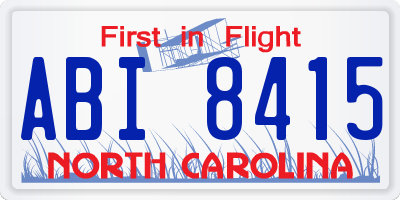 NC license plate ABI8415