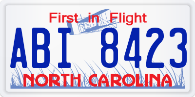 NC license plate ABI8423