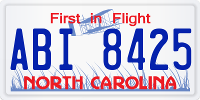 NC license plate ABI8425
