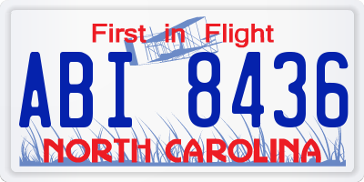 NC license plate ABI8436