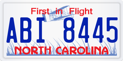 NC license plate ABI8445