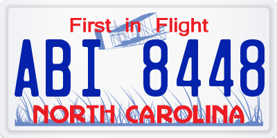 NC license plate ABI8448