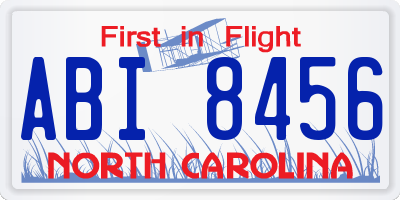 NC license plate ABI8456