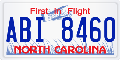 NC license plate ABI8460