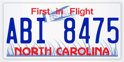 NC license plate ABI8475