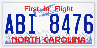 NC license plate ABI8476