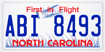 NC license plate ABI8493